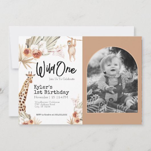 Wild One First Birthday Invitation Avec Photo (Devant)