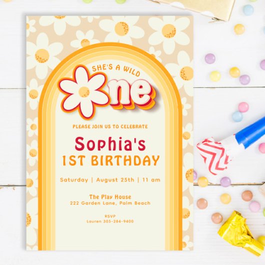 Wild One First Birthday Invitation | Boho Daisy &