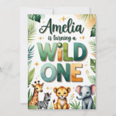 Wild One First Birthday Invitation Card | Amelia (Devant)