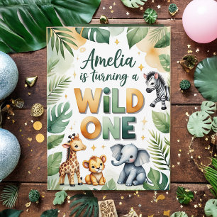 Wild One First Birthday Invitation Card Amelia