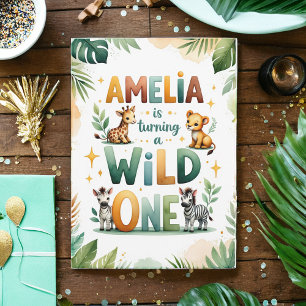 Wild One First Birthday Invitation Card Amelia