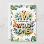 Wild One First Birthday Invitation Card | Ava (Devant)