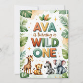 Wild One First Birthday Invitation Card | Ava (Devant)