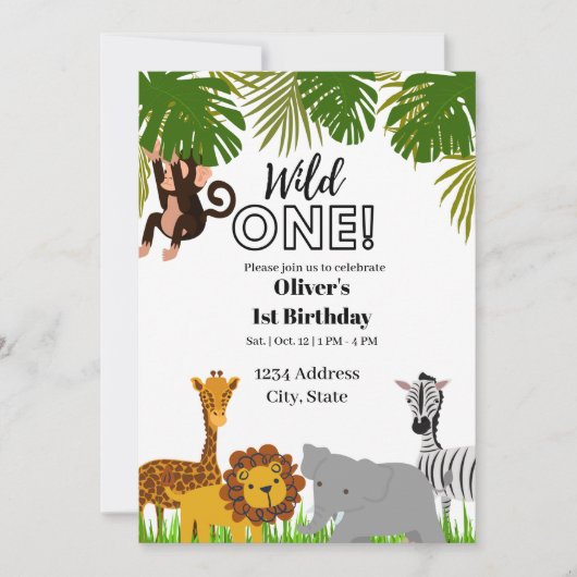 Wild one first birthday invitation  kaart (Voorkant)