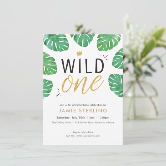 Wild One First Birthday Invitation Kaart (Staand voorkant)
