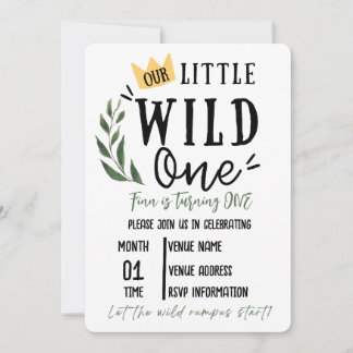 Wild One First Birthday Invitation Kaart
