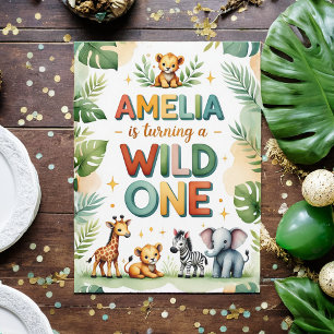 Wild One First Birthday Invitation Kaart Amelia