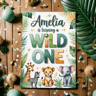 Wild One First Birthday Invitation Kaart Amelia