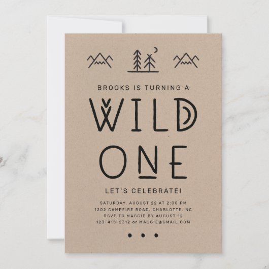 Wild One First Birthday Kraft Invitation (Devant)