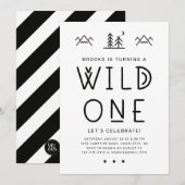 Wild One First Birthday Kraft Invitation Kaart (Voorkant / Achterkant)