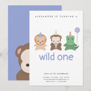Wild One First Birthday Party Eenvoudige uitnodigi Kaart