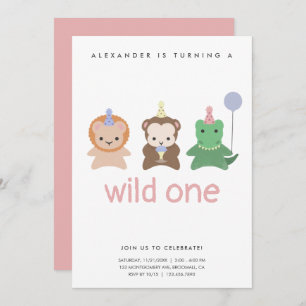 Wild One First Birthday Party Eenvoudige uitnodigi Kaart