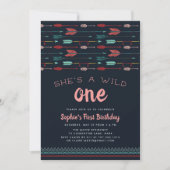 Wild One First Birthday Party Invitation Kaart (Voorkant)