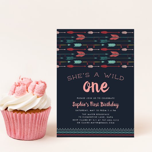 Wild One First Birthday Party Invitation Kaart