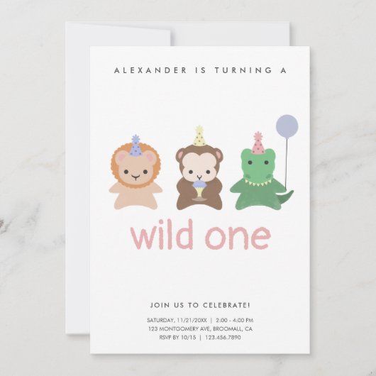 Wild One First Birthday Party Simple Invitation (Devant)