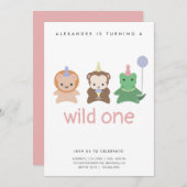 Wild One First Birthday Party Simple Invitation (Devant / Derrière)