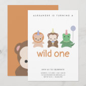 Wild One First Birthday Party Simple Kaart (Voorkant / Achterkant)