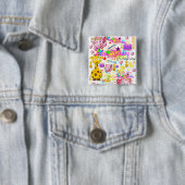Wild One First Birthday Square Button (In situ)