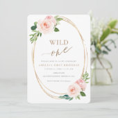 Wild One Floral First Birthday Invitation Girl (Debout devant)