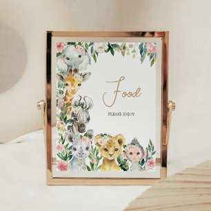 Wild One Floral Safari Baby shower Eten Poster
