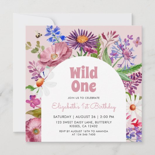 Wild One Flowers 1's Verjaardag Kaart (Voorkant)