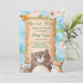 Wild One Forest Baby Shower Watercolor Art Kaart (Staand voorkant)