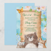 Wild One Forest Baby Shower Watercolor Art Kaart (Voorkant / Achterkant)