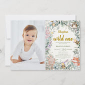 Wild One Forest Leuke Dieren Boho Jongen 1e Verjaa Kaart (Voorkant)