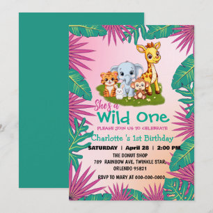 Wild One Giraffe monkey oerwoud 1e dierenverjaarda Kaart