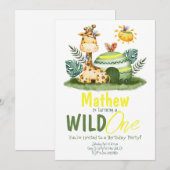 Wild One Giraffe Safari Invitation d'anniversaire (Devant / Derrière)