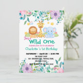 Wild One Giraffe Zoo oerwoud 1e Dierenverjaardag Kaart (Staand voorkant)