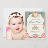 Wild one girl 1er anniversaire invitation photo (Devant)