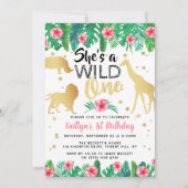 Wild One Girls First Birthday Party Invitations (Devant)