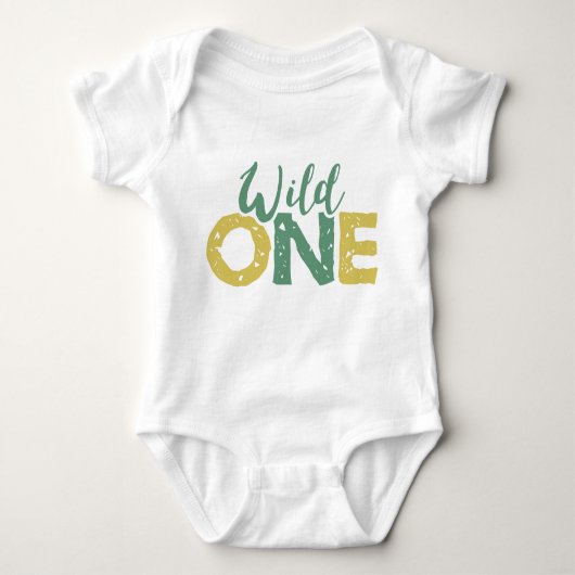 Wild One Gold Green Safari Dieren Oerwoud Verjaard Romper (Voorkant)