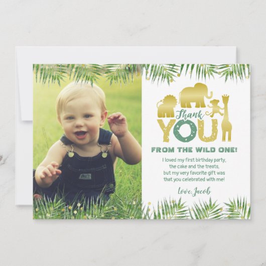 Wild One Gold Safari Foto Dank je kaart (Voorkant)