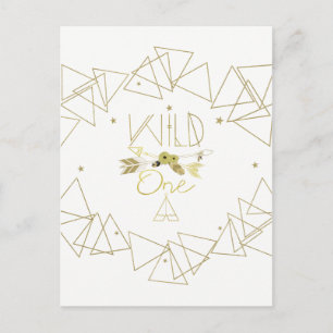 Wild One Gouden Geometrische Driehoeken Modern Sav Aankondigingskaart