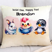 Wild One Happy Fun Woodland Animals Waterverf Accent Kussen