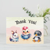 Wild One Happy Fun Woodland Animals Waterverf Bedankkaart (Staand voorkant)