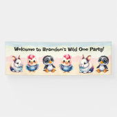 Wild One Happy Fun Woodland Animals Waterverf Spandoek (Horizontaal)