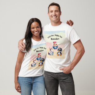 Wild One Happy Fun Woodland Animals Waterverf T-shirt