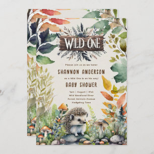 Wild One Hedgehog Baby Woodland Animals Kaart
