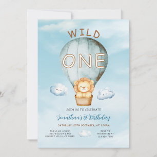 Wild One Hete Luchtballon Jungle 1e Verjaardag Wol Kaart