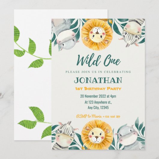 Wild One Illustration Anniversaire Invitation (Devant / Derrière)