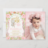 Wild One Invitation Girl Boho Dreamcatcher Party (Devant)