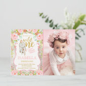Wild One Invitation Girl Boho Dreamcatcher Party Kaart (Staand voorkant)