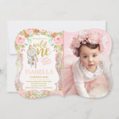 Wild One Invitation Girl Boho Drocatcher Party Kaart (Voorkant)