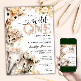 Wild One is onderweg Meisje Safari Baby shower Kaart