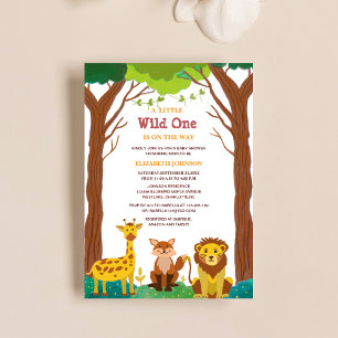 Wild One is onderweg naar het baby shower Woodland Kaart