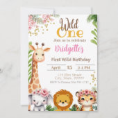 Wild One Jungle Anniversaire Invitation fille (Devant)