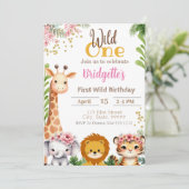 Wild One Jungle Anniversaire Invitation fille (Debout devant)